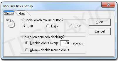 MouseClicks Setup Window